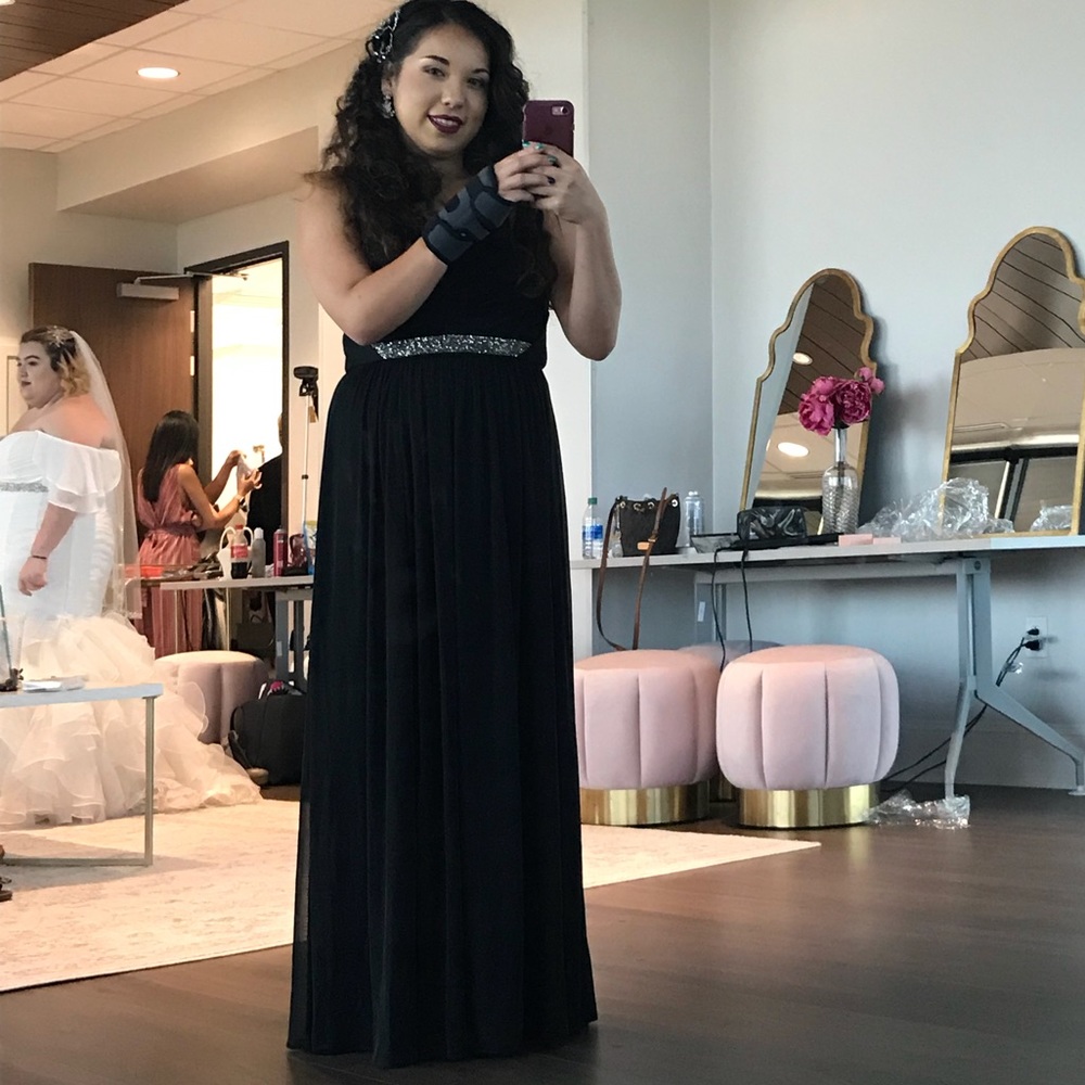 Black David’s Bridal bridesmaid dress